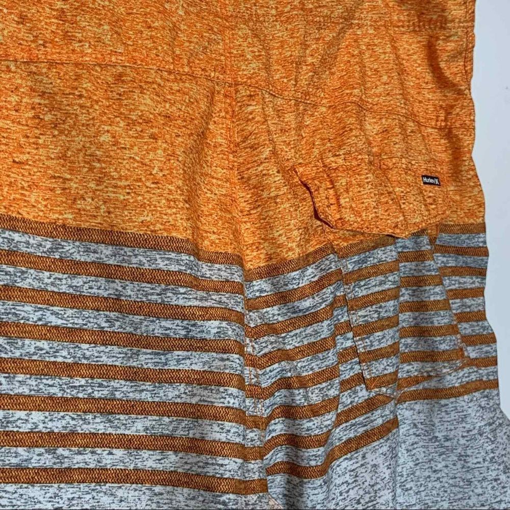 EUC Hurley Board Shorts Swim Trunks Orange and Gray Striped Size 32 - Picture 5 of 6